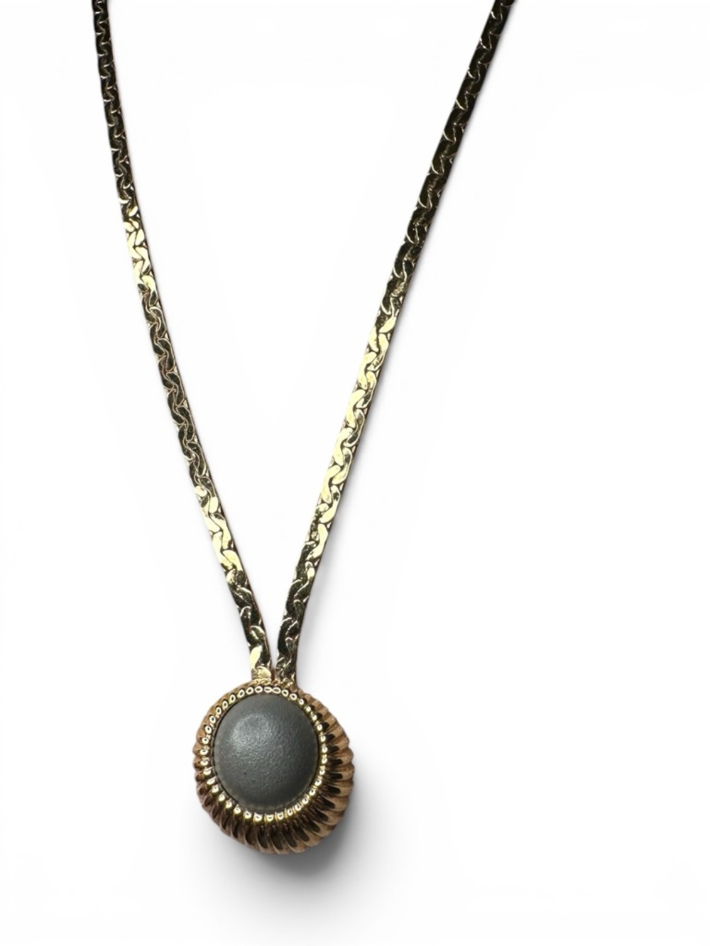 Vintage Nina Ricci Gold Plated Pendant Necklace Sculptural 80s Designer